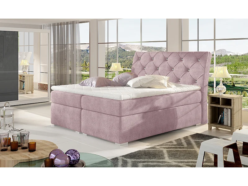 Box Spring Lit Frederic M (160x200)/Tissu-Rose