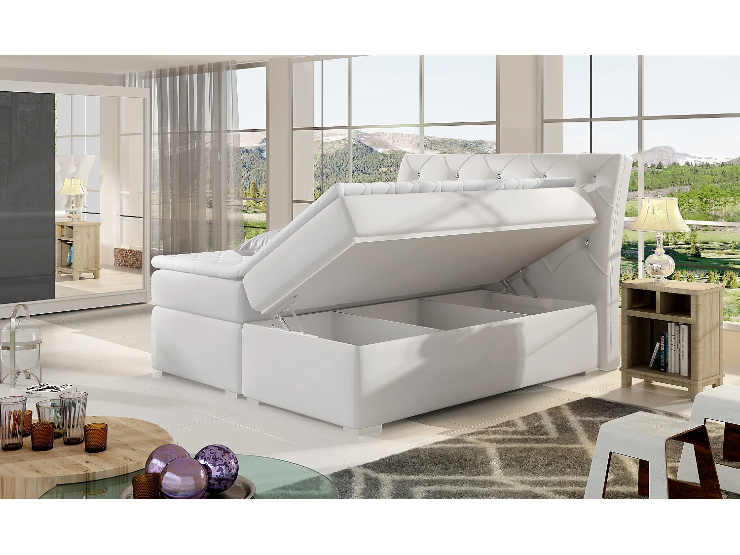 Box Spring Letto Frederic S (140x200)/Tessuto-Binco