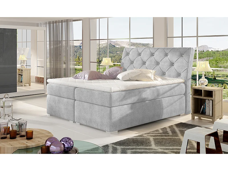 Boxspringbett Frederic S (140x200)/Stoff-Grau