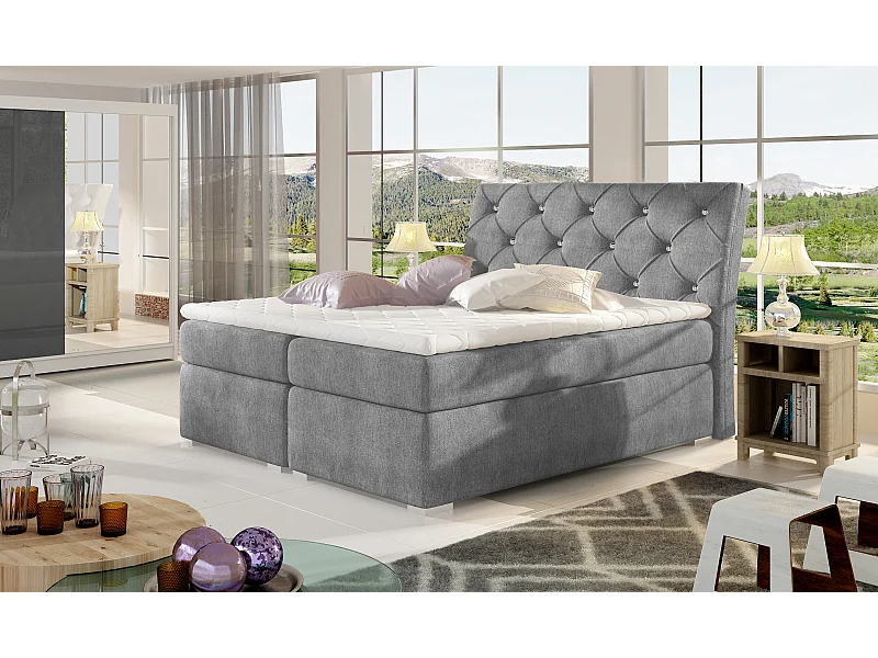 Box Spring Lit Frederic L (180x200)/Tissu-Gris