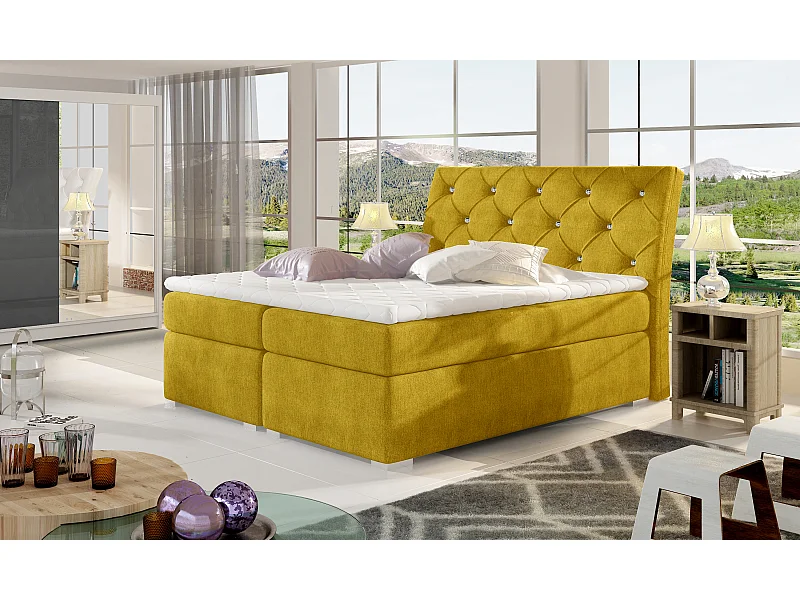 Boxspringbett Frederic M (160x200)/Stoff-Gelb
