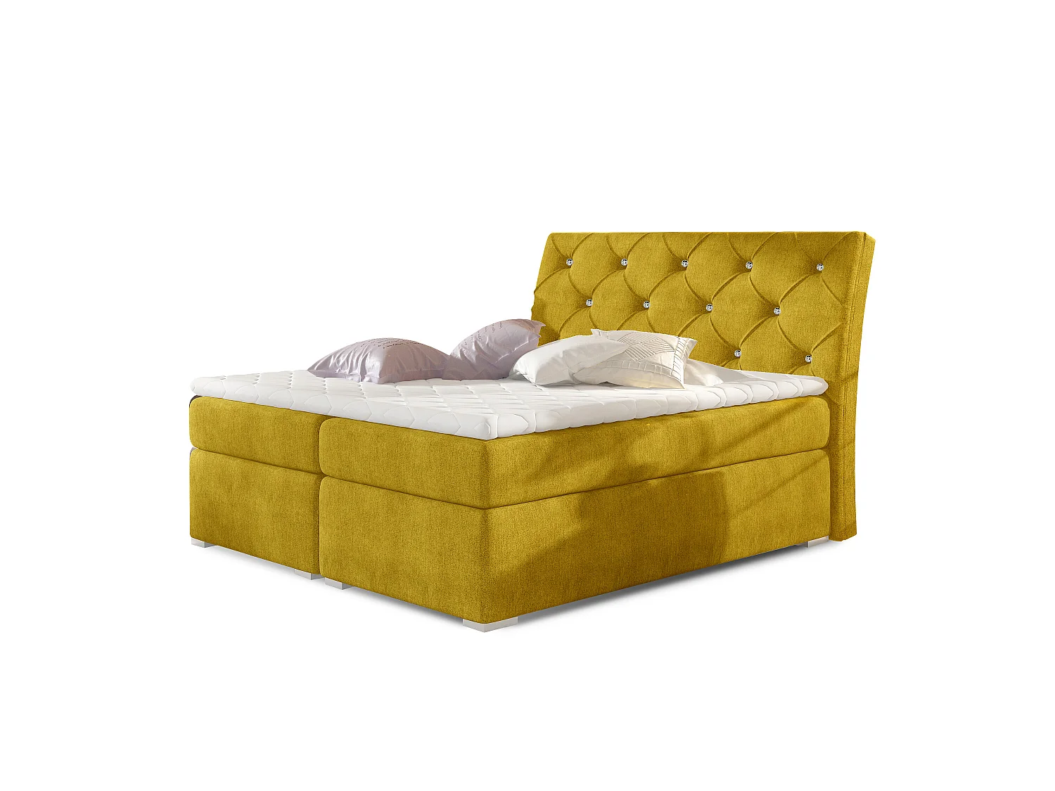 Box Spring Letto Frederic M (160x200)/Tessuto-Giallo
