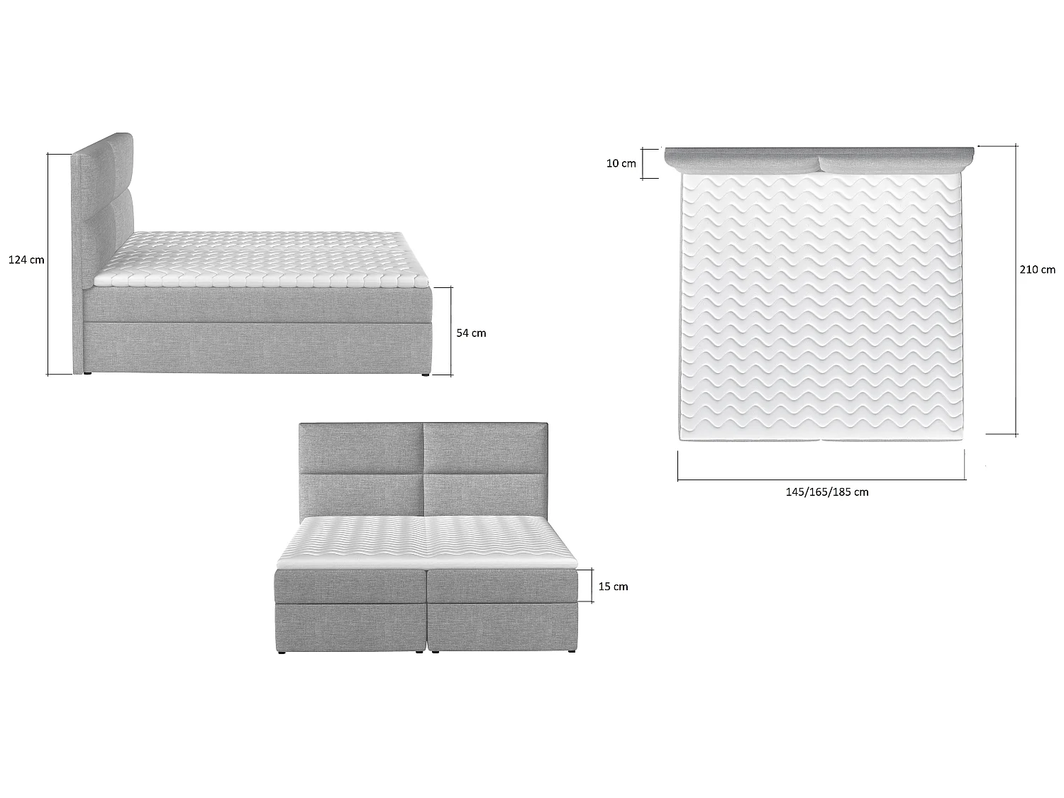 Box Spring Letto Clivia S (140x200)/Tessuto-Giallo