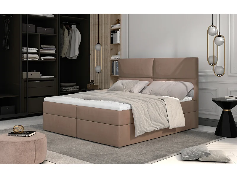 Boxspringbett Clivia S (140x200)/Stoff-Braun