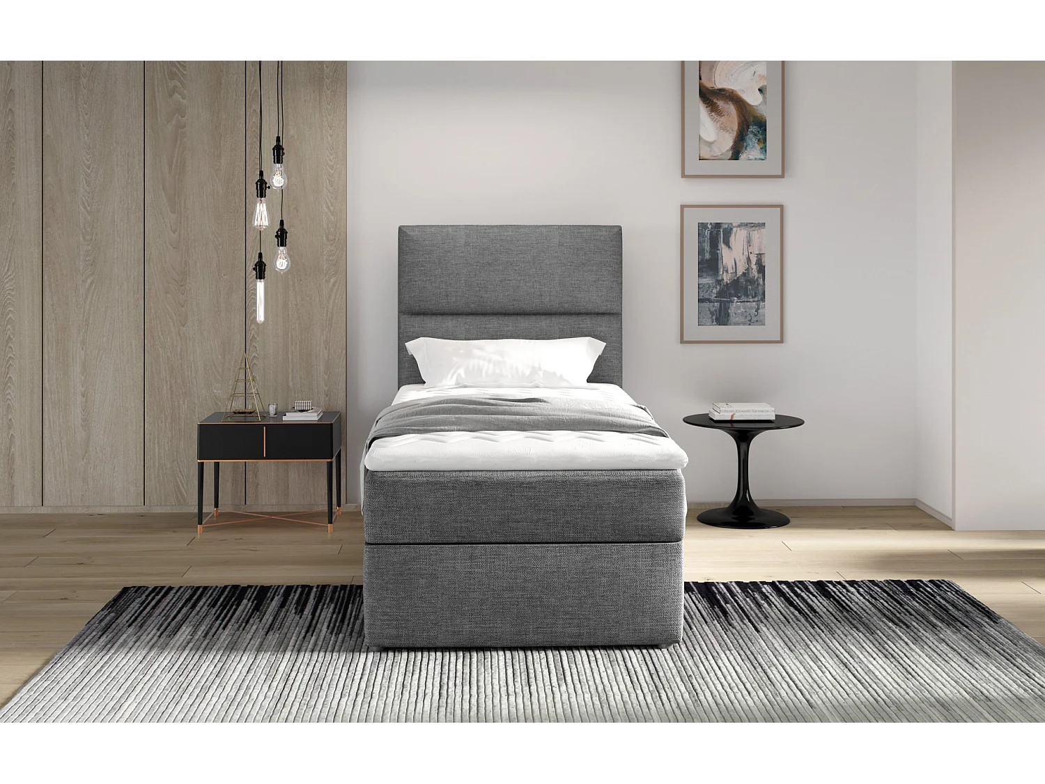 Box Spring Letto Revo (90x200)/Tessuto-Grigio
