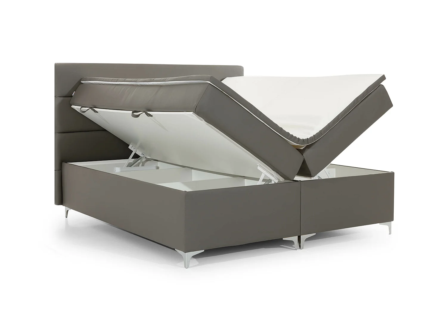 Boxspringbett Grosso L (180x200)/Stoff-Grau