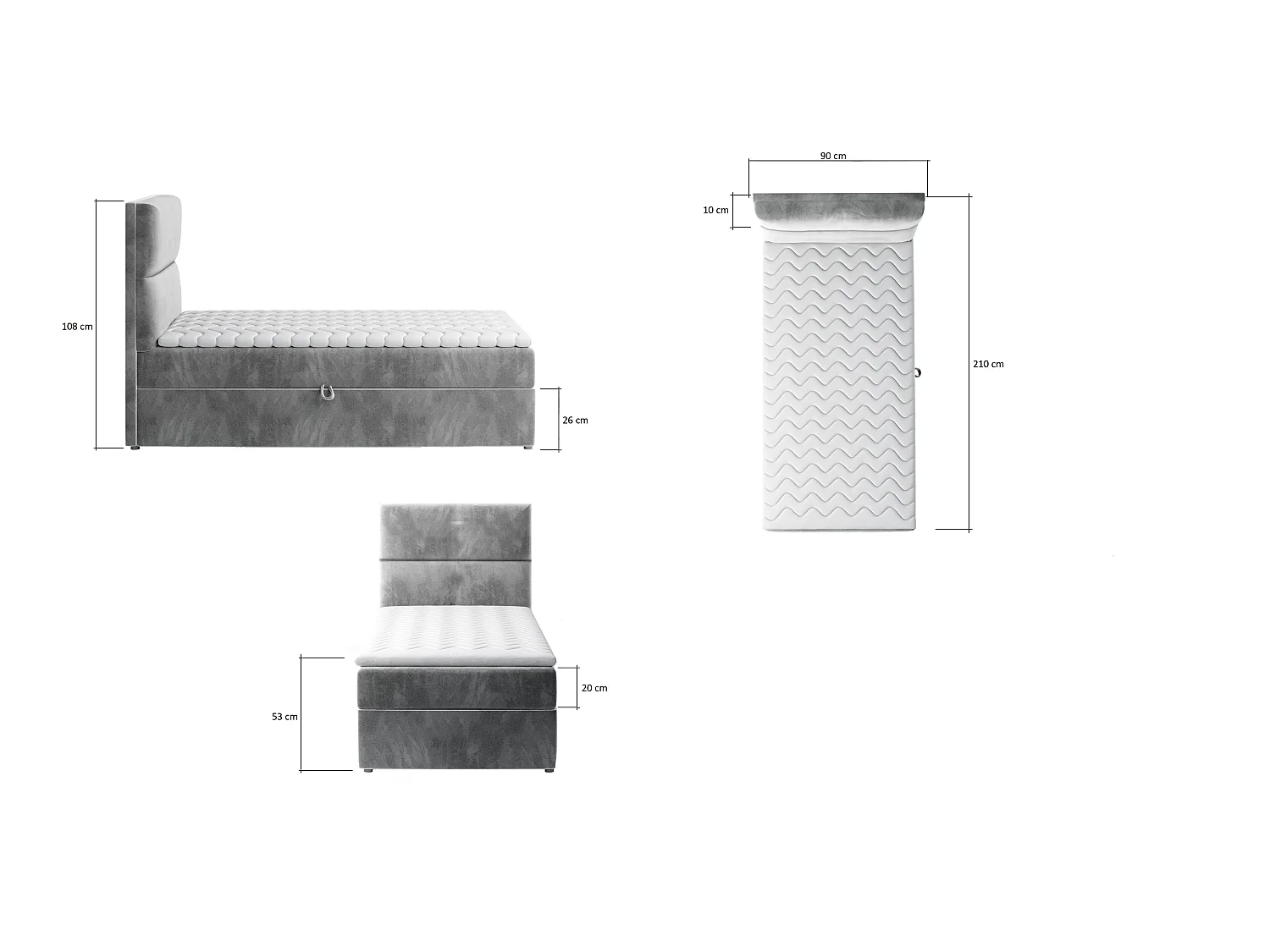 Box Spring Letto Revo (90x200)/Tessuto-Marrone