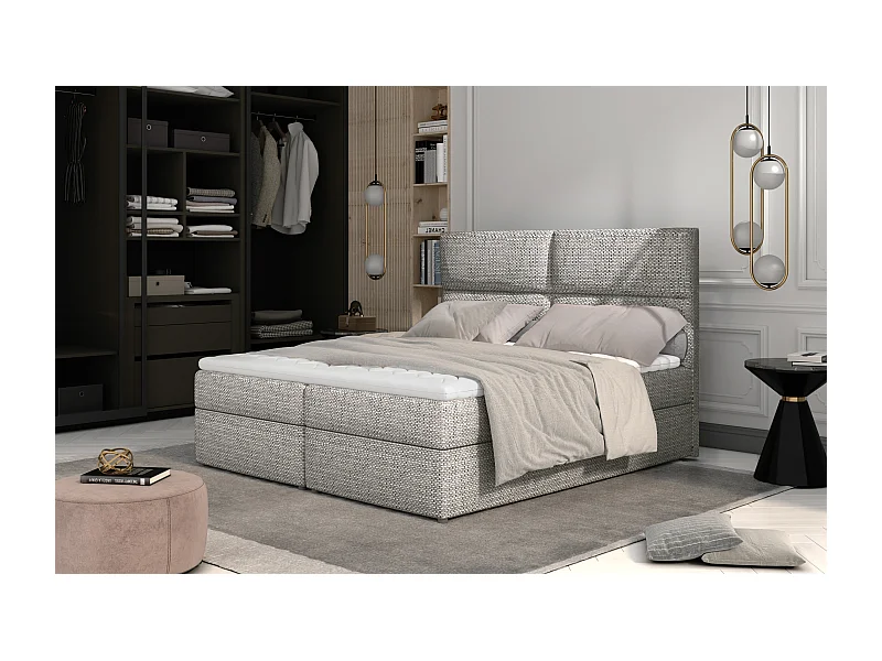 Boxspringbett Clivia M (160x200)/Stoff-Grau