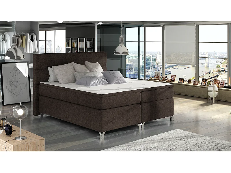Box Spring Letto Grosso L (180x200)/Tessuto-Marrone