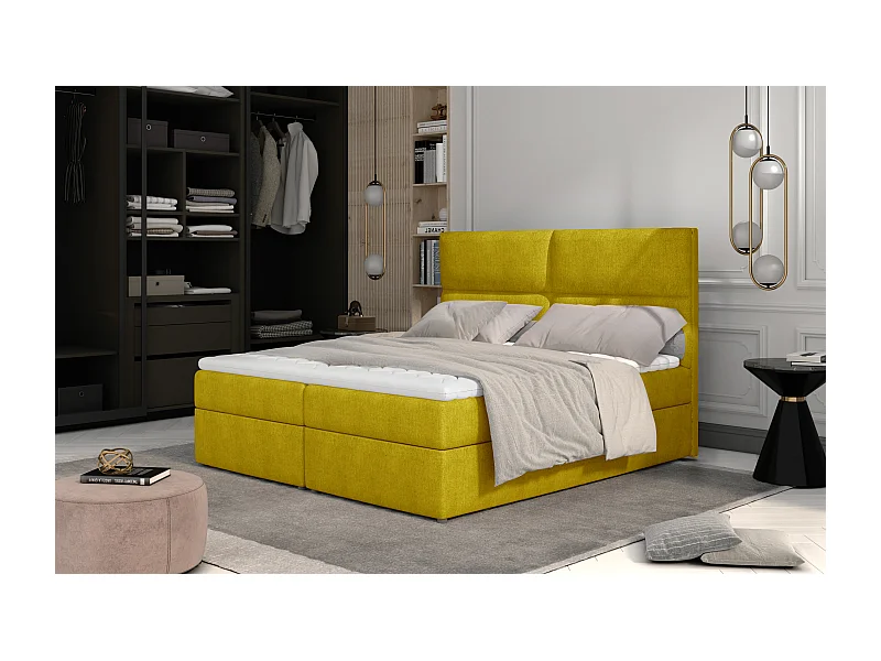 Boxspringbett Clivia M (160x200)/Stoff-Gelb