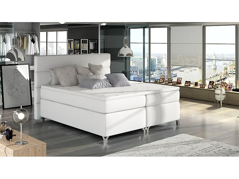 Box Spring Letto Grosso L (180x200)/Tessuto-Bianco