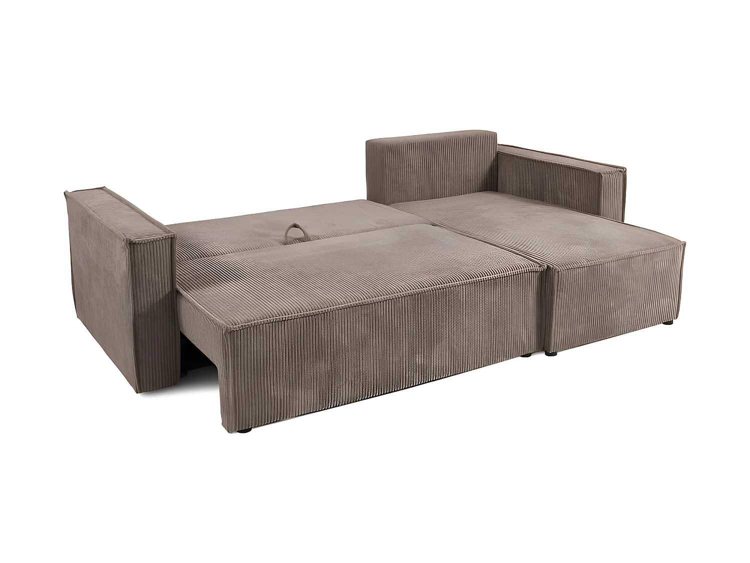 Canapé d'angle convertible NERO en velours côtelé noir