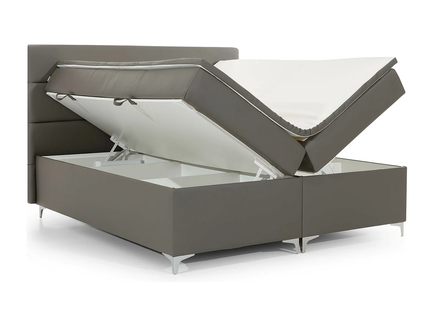 Box Spring Lit Grosso S (140x200)/Tissu-Gris