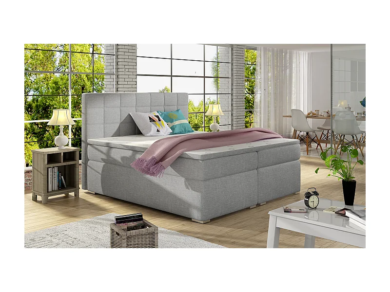Box Spring Lit Marie M (160x200)/Tissu-Gris