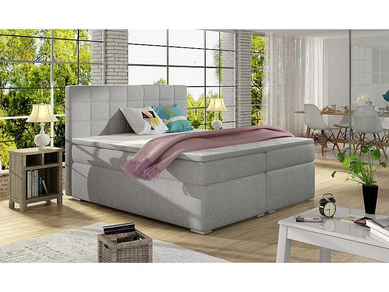 Box Spring Letto Marie M (160x200)/Tessuto-Grigio