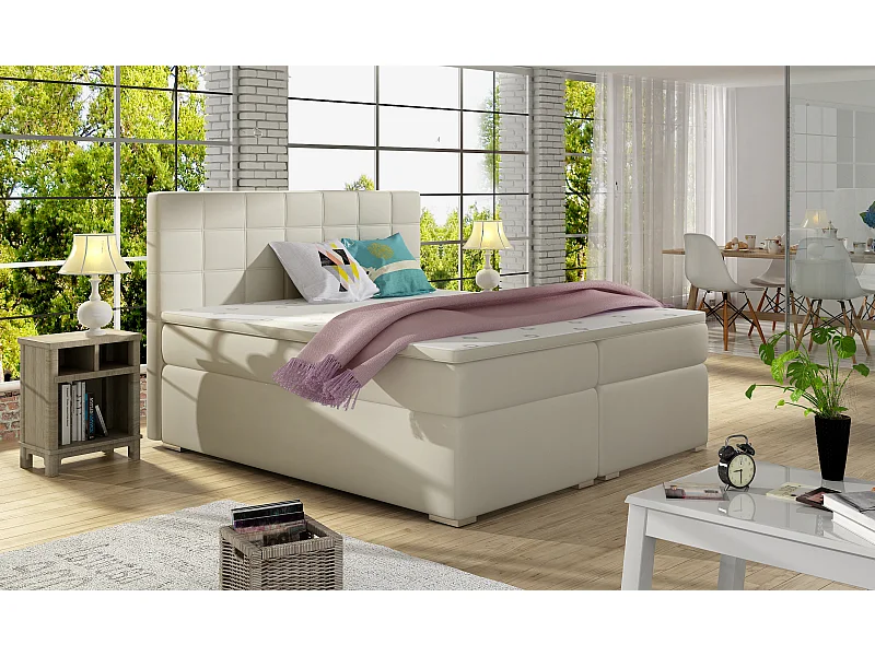 Box Spring Letto Marie L (180x200)/Tessuto-Beige