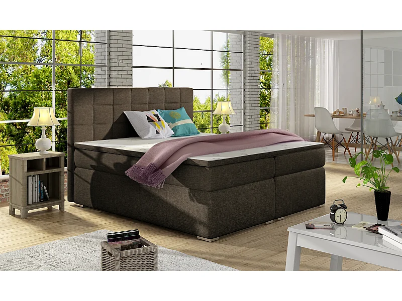 Box Spring Letto Marie M (160x200)/Tessuto-Marrone