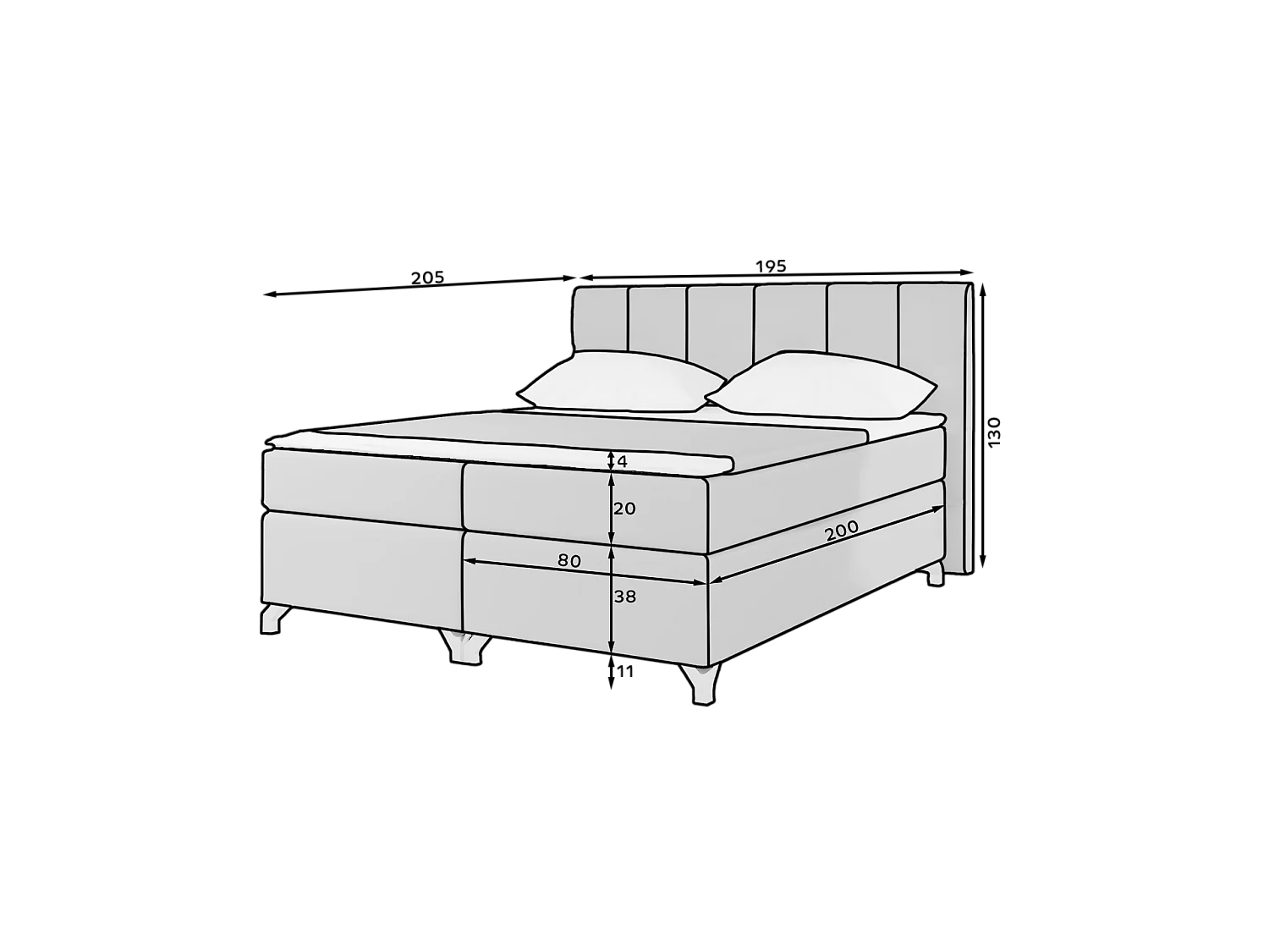 Box Spring Letto Grosso L (180x200)/Tessuto-Beige