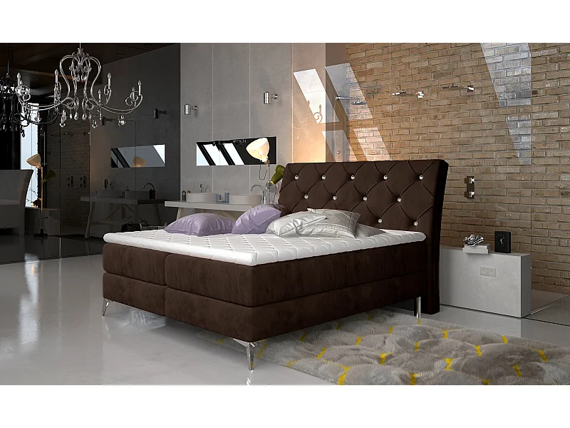 Box Spring Letto Locarno L (180x200)/Tessuto-Marrone