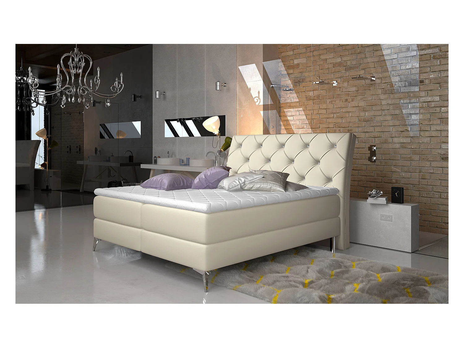 Boxspringbett Locarno S (140x200)/Stoff-Beige