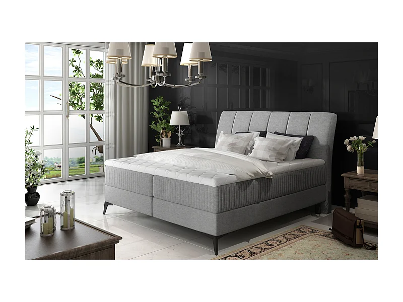 Box Spring Letto Levante M (160x200)/Tessuto-Grigio