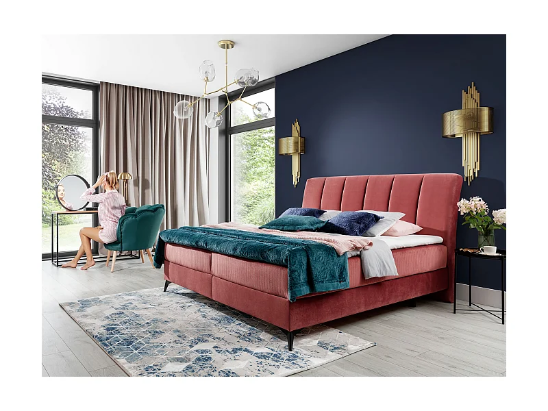 Boxspringbett Levante S (140x200)/Stoff-Rose