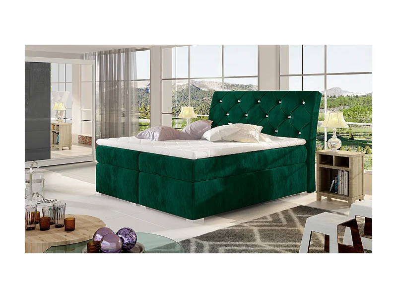 Box Spring Lit Frederic S (140x200)/Tissu-Vert