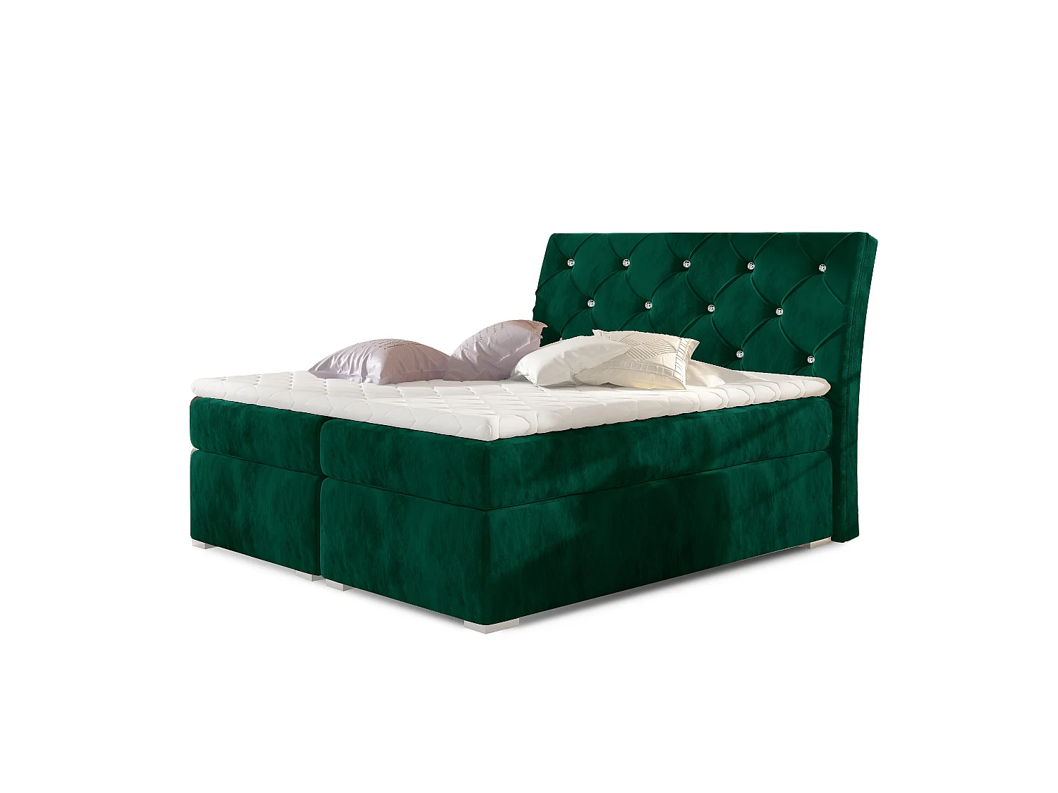 Box Spring Letto Frederic S (140x200)/Tessuto-Verde