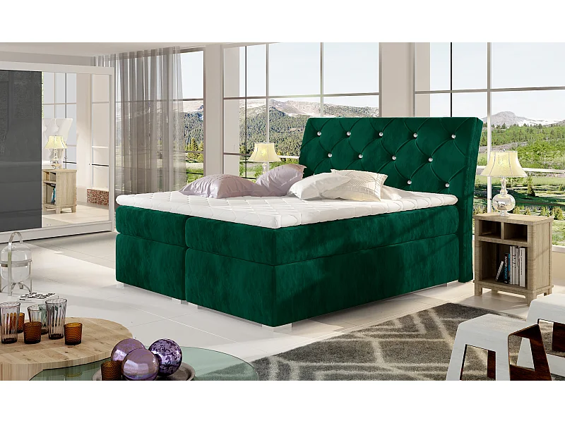 Box Spring Lit Frederic S (140x200)/Tissu-Vert