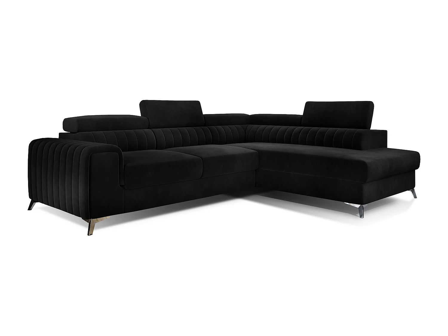 Sofá de canto Genova R/capa de tecido/preto/em stock