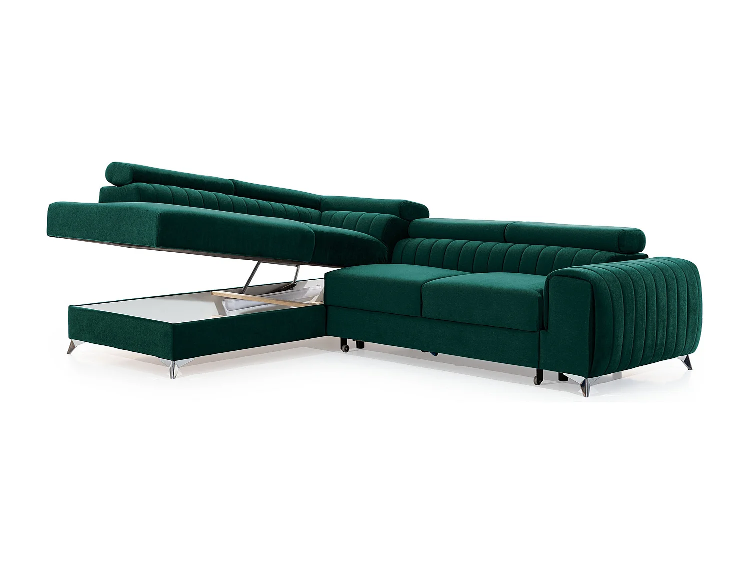 Canapé Corner Genova L/Tissu/Vert/En Stock