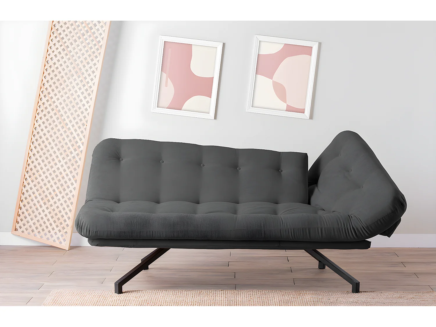 Chaiselongue Coxy/Tessuto-Velluto/Antracite