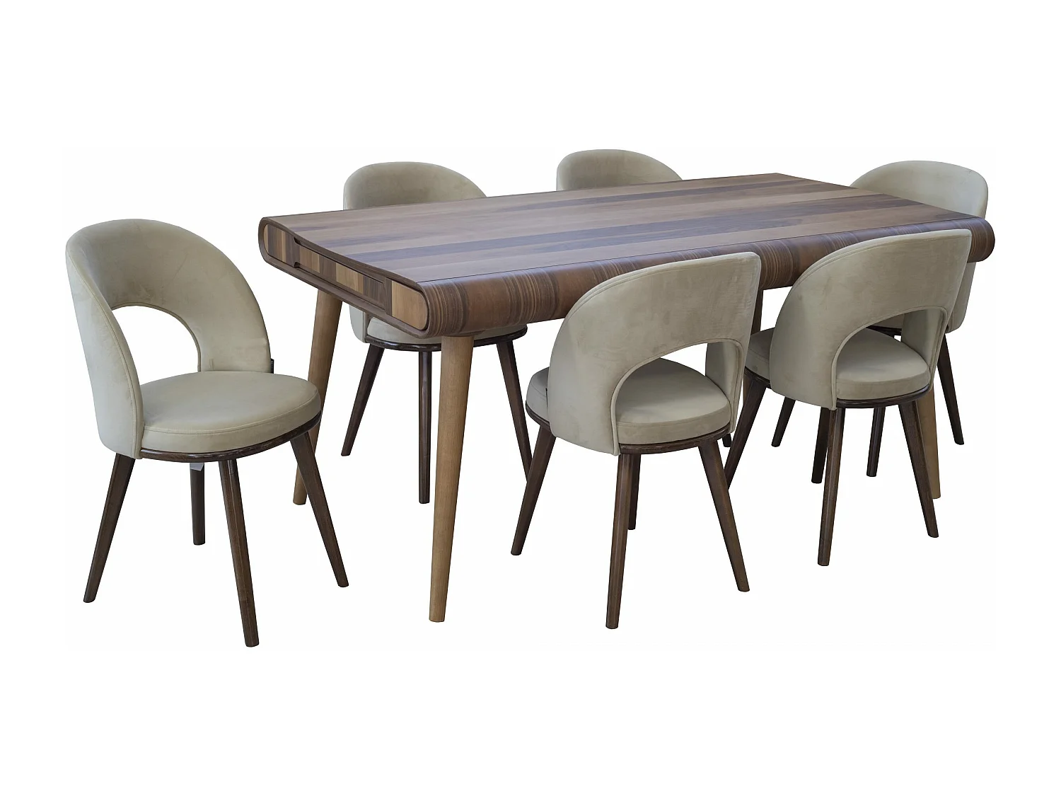 Chaise Coni/Tissu/Marron