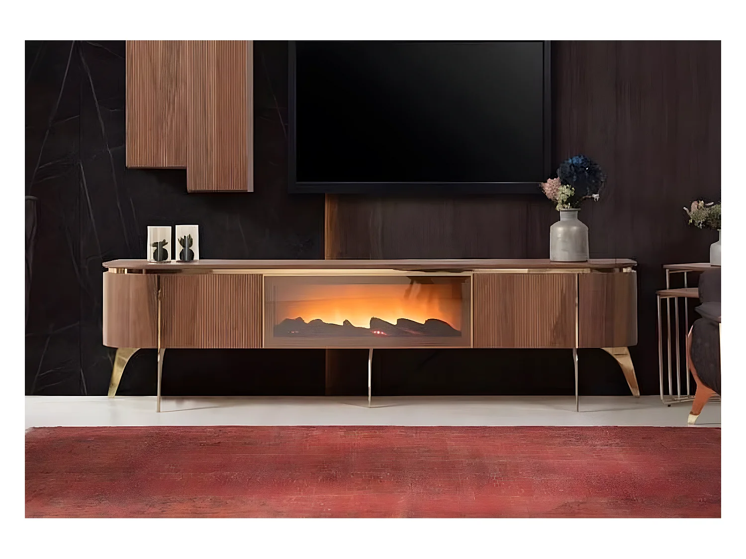 TV Lowboard Ares/LED/Kamin Optik/Furnier