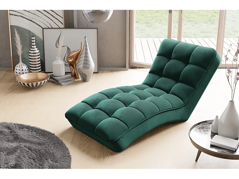 Chaiselongue Norra/Tissu/Vert/En stock