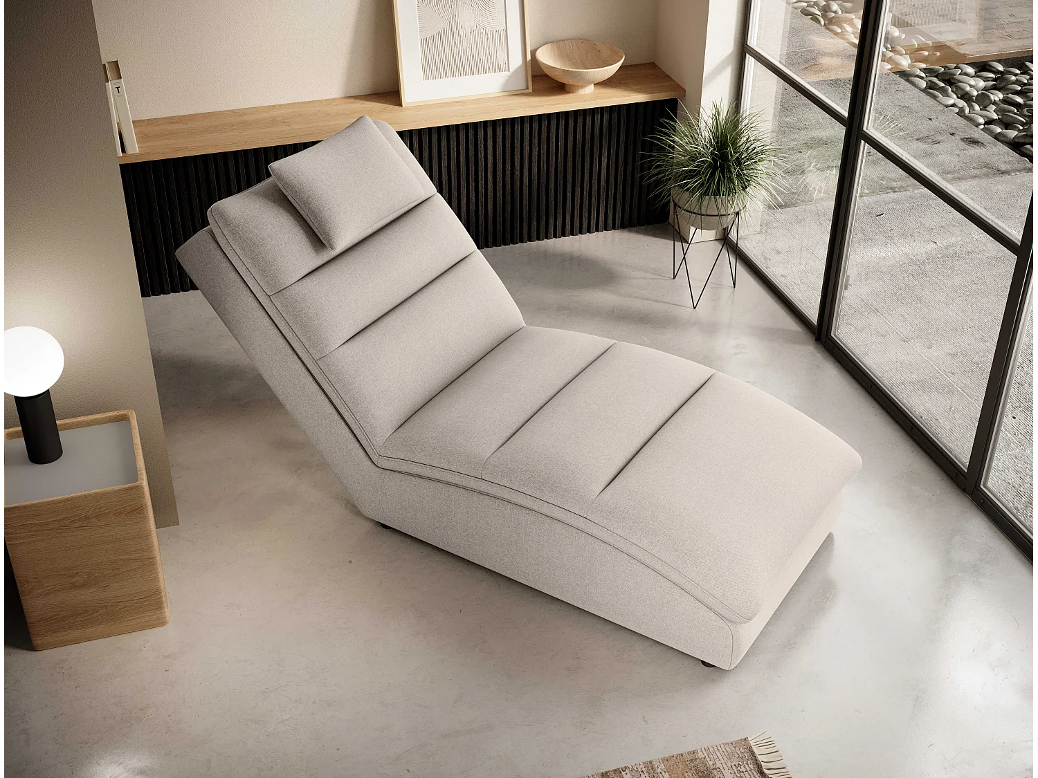 Chaiselongue Commo/Stoffbezug/Beige