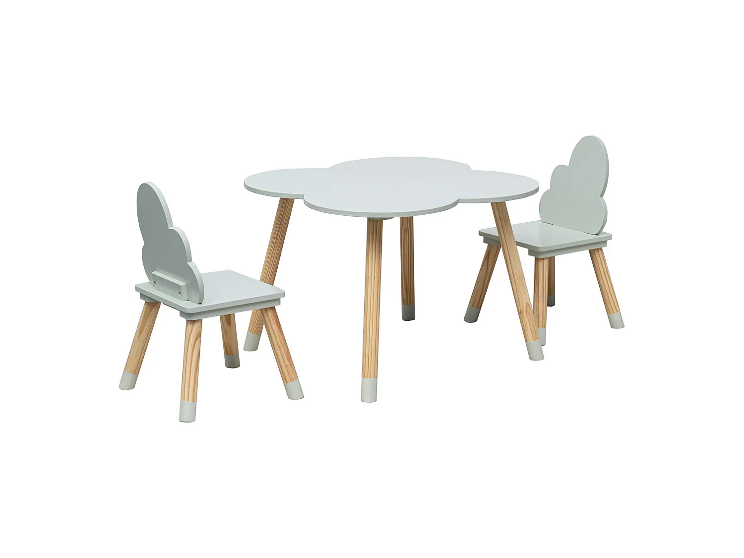 Table et 2 Chaises pour Enfants en MDF Pin Vert pour Chambre d'Enfant Salle de Jeux