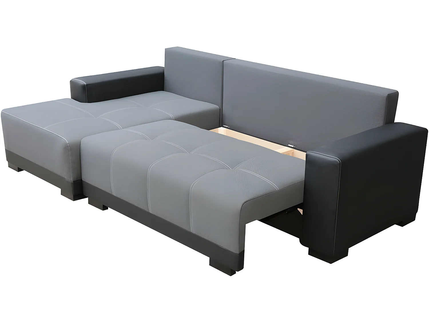 Canapé d'angle convertible DALLIA angle gauche gris et noir