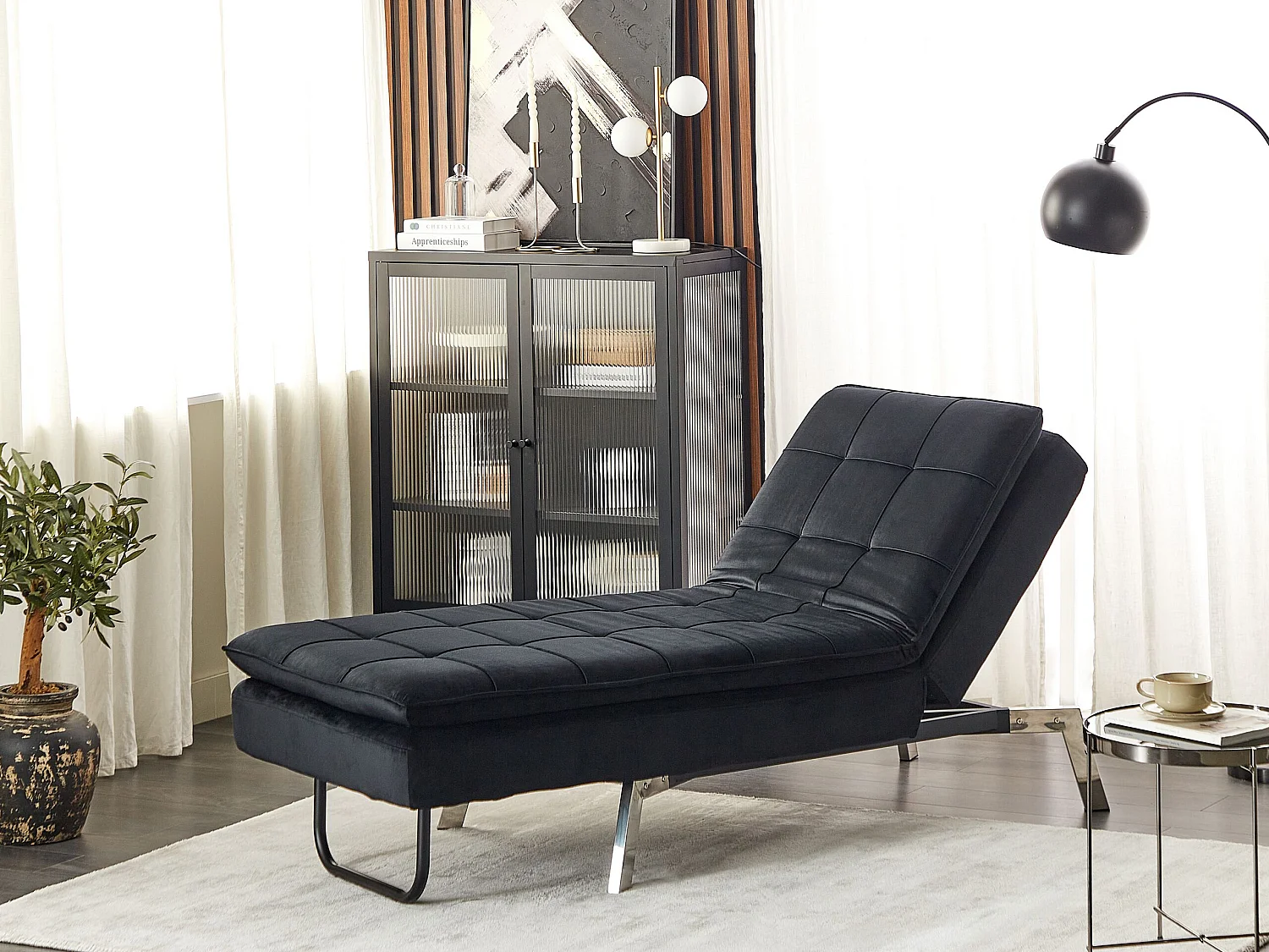 Chaise longue LOIRET Velours Noir