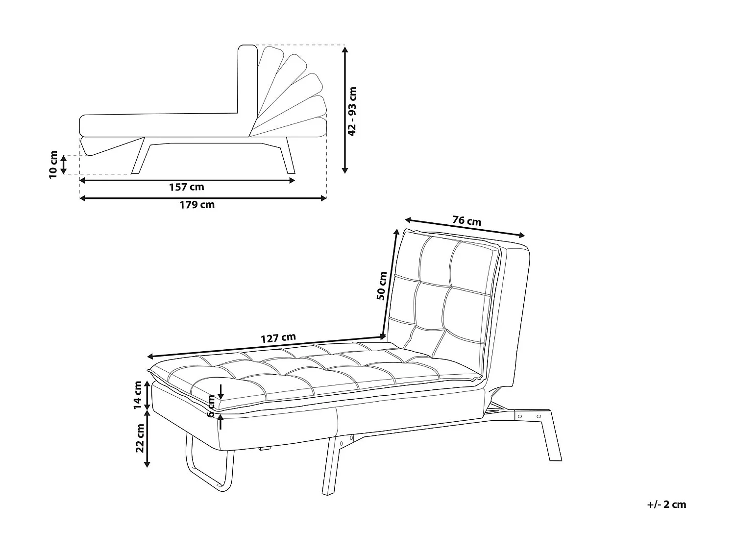 Chaise longue LOIRET Velours Noir