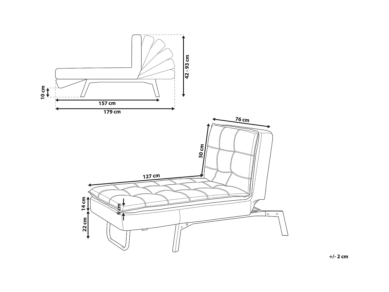 Chaiselongue LOIRET Samtstoff Schwarz