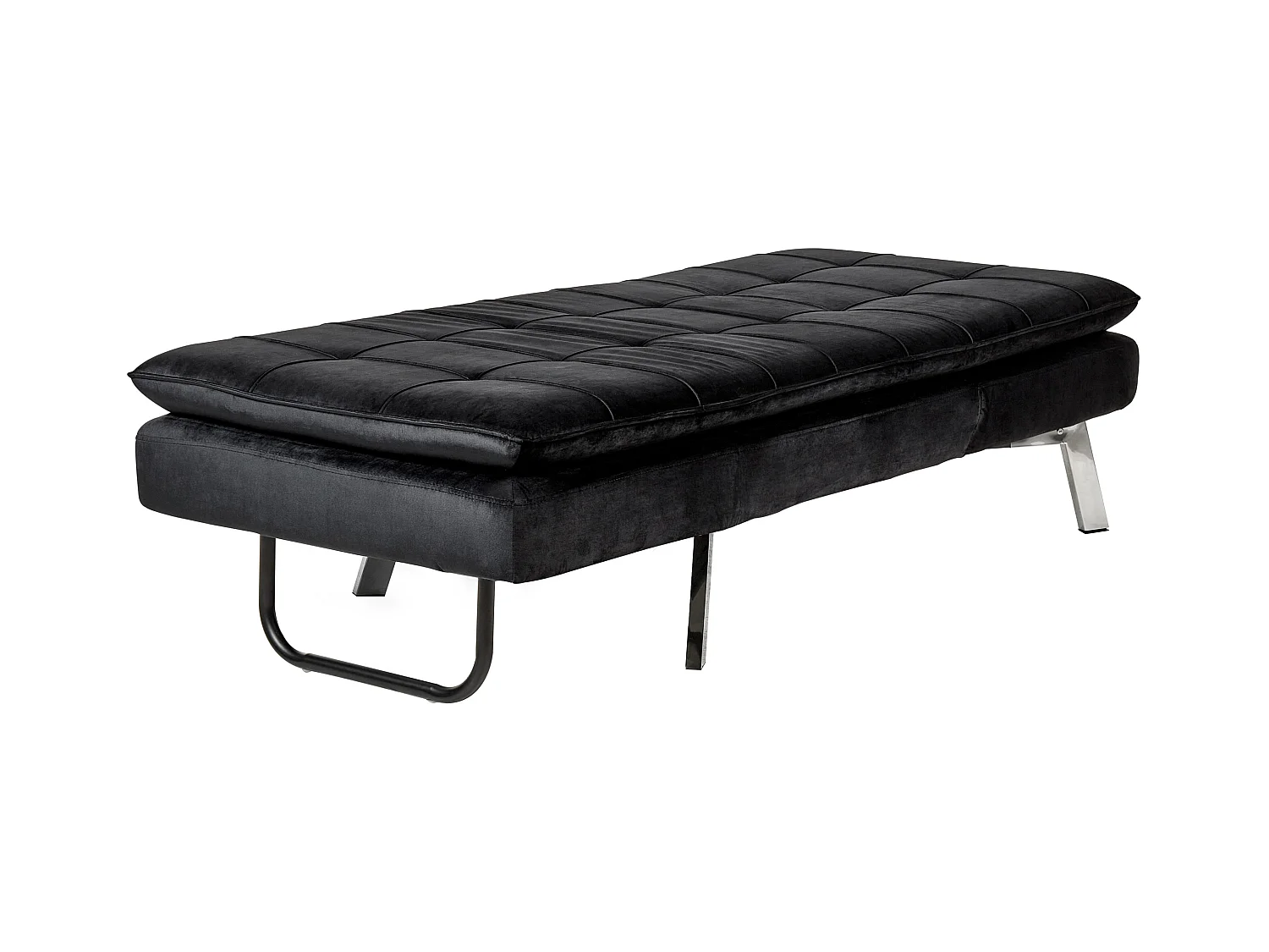 Chaiselongue LOIRET Samtstoff Schwarz