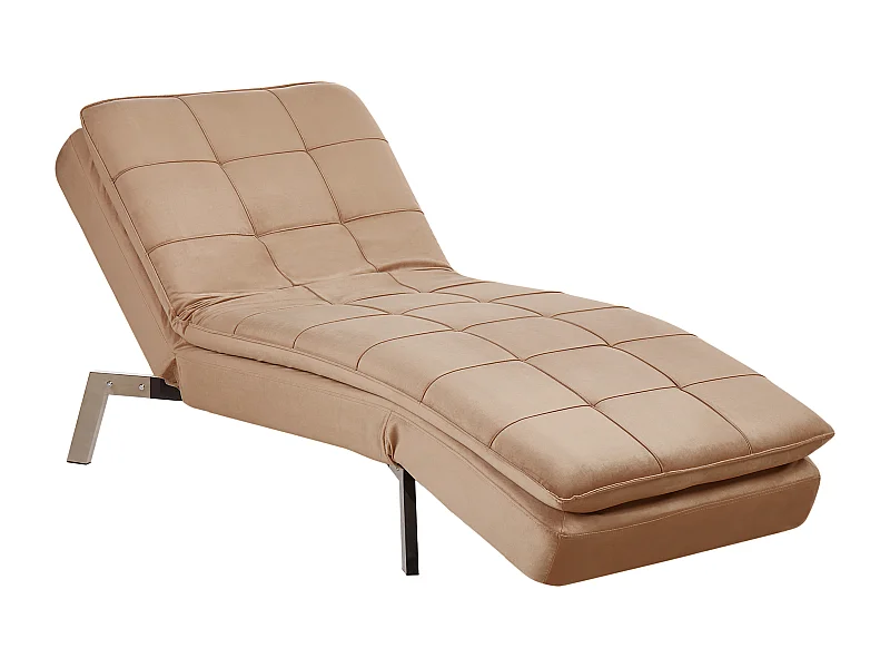 Chaiselongue LOIRET Samtstoff Hellbraun