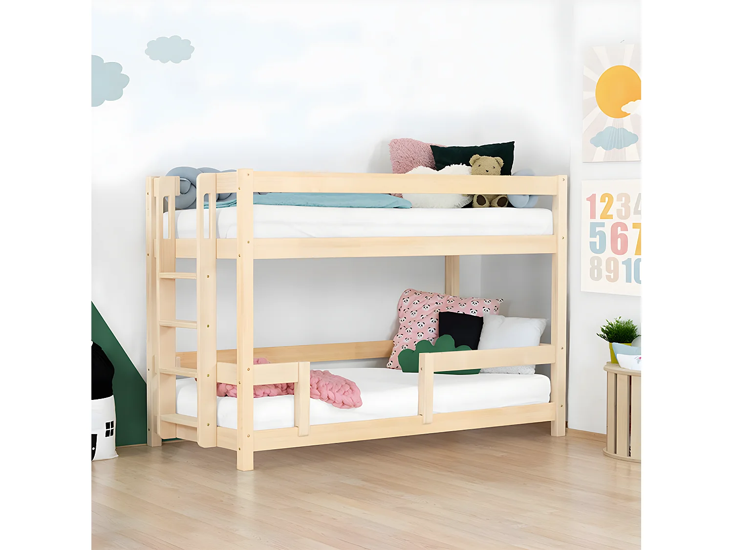 Lit superposé 90x200 sommier inclus Rosy - Bois