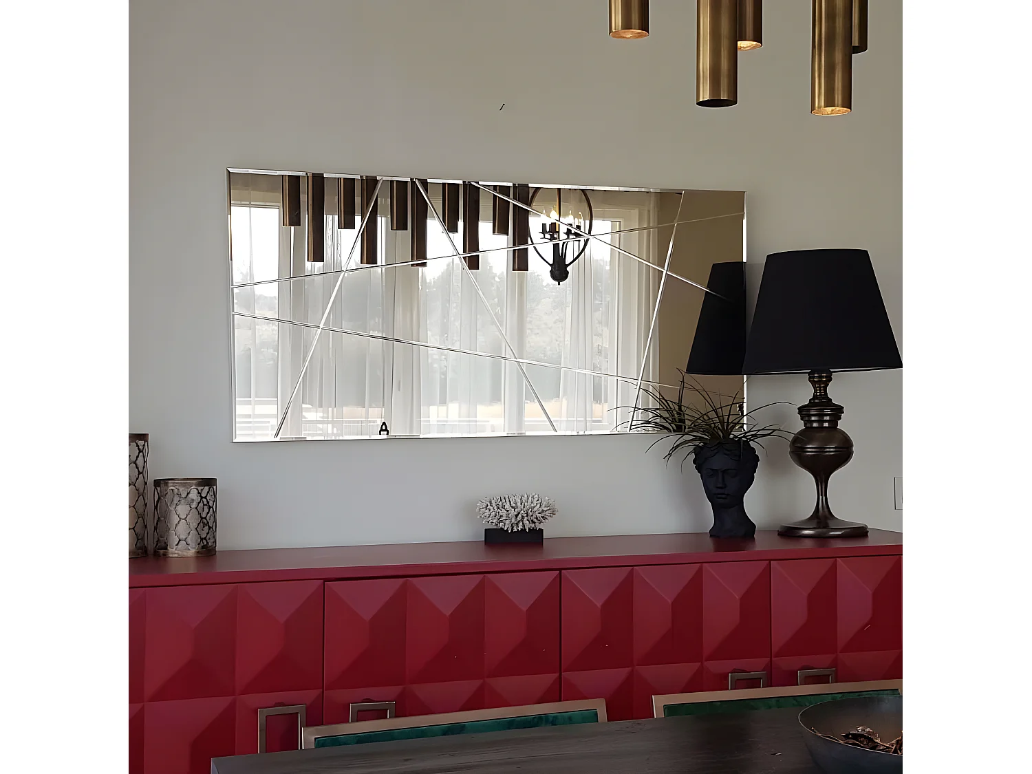 Miroir décoratif Speculo 130x62cm Verre craquelé Bronze