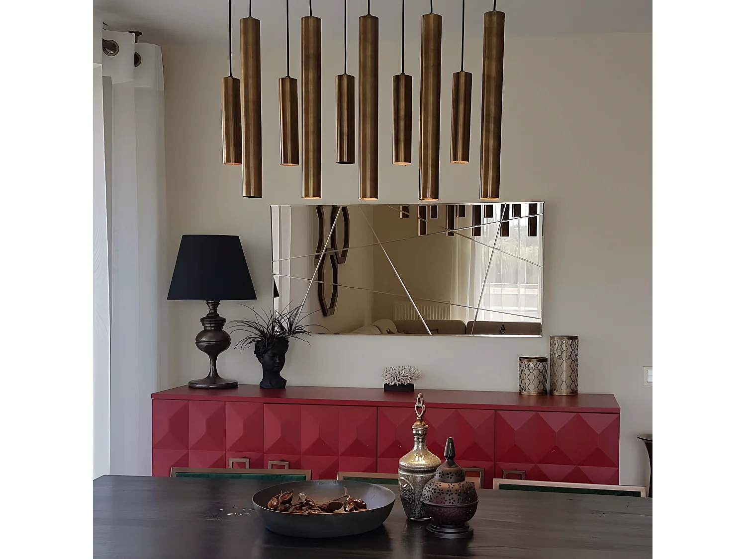 Miroir décoratif Speculo 130x62cm Verre craquelé Bronze