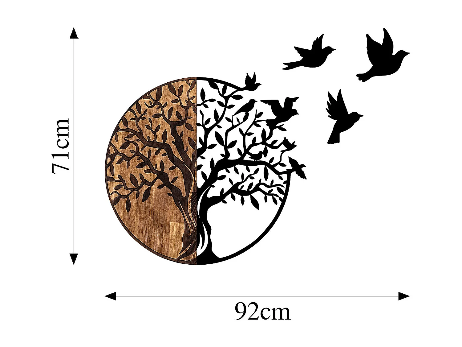 Décoration murale en bois et métal Arbre et oiseaux en vol