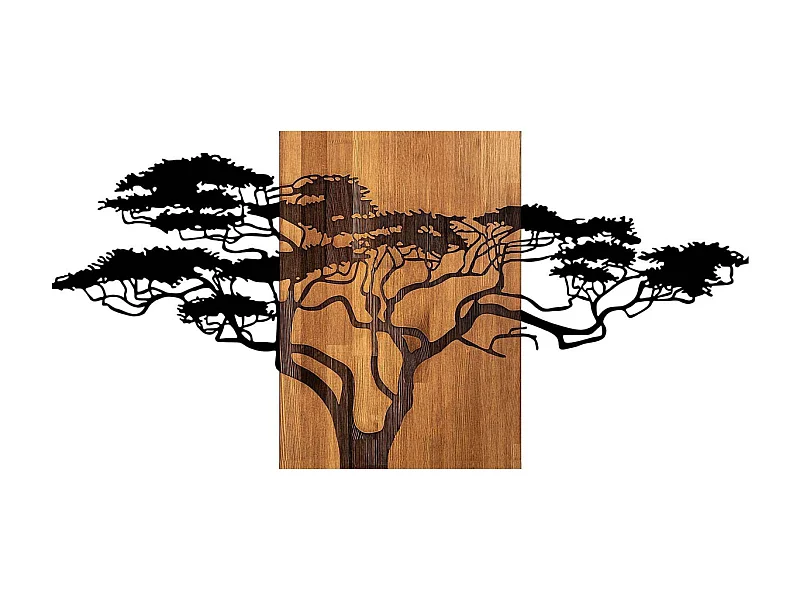 Décoration murale en bois et métal Walnut Grand Arbre