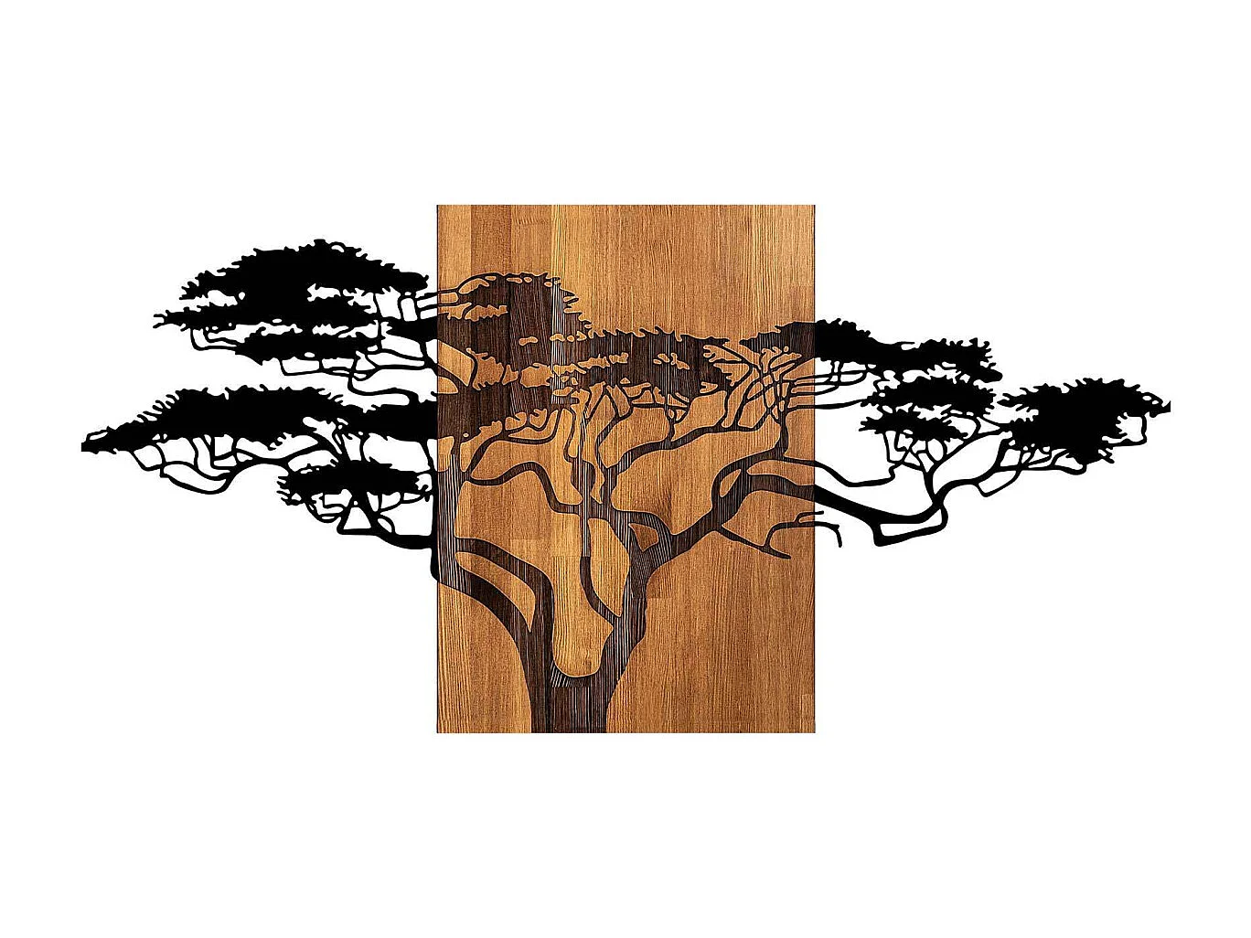 Décoration murale en bois et métal Walnut Grand Arbre