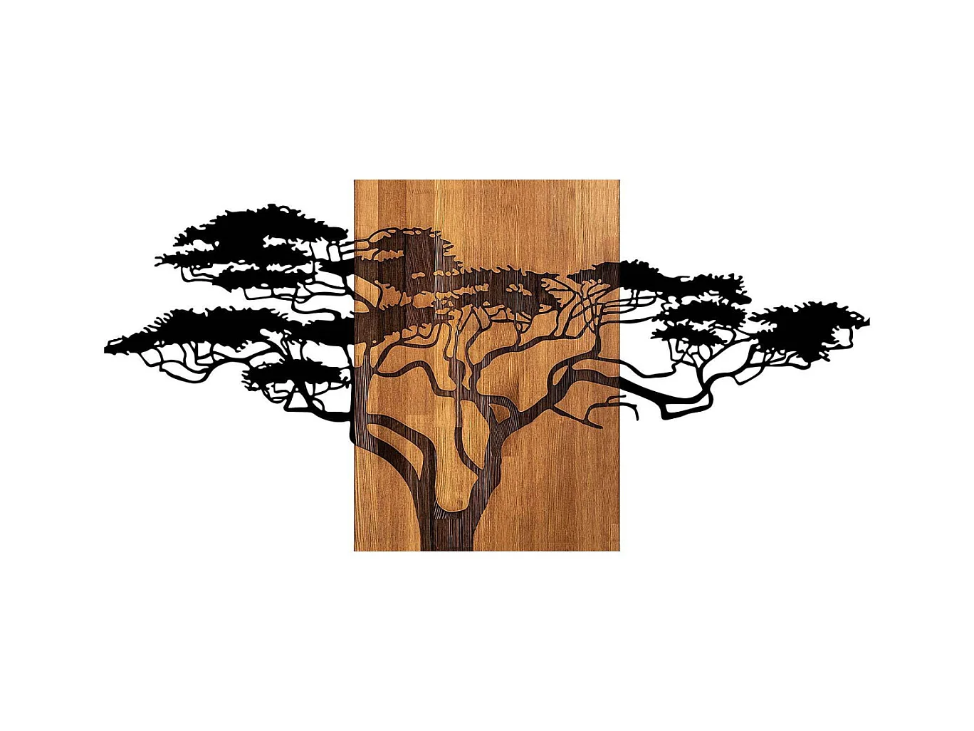 Décoration murale en bois et métal Walnut Grand Arbre